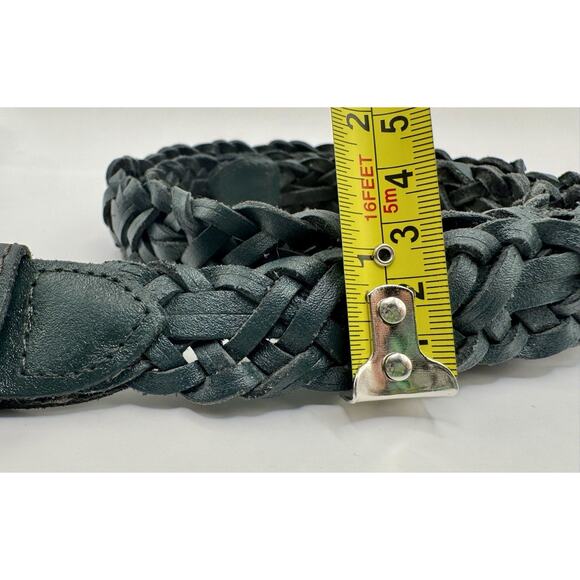 Vintage Argentina Braided Leather Belt Gaucho Polo Western Boho Green XXL main image 6